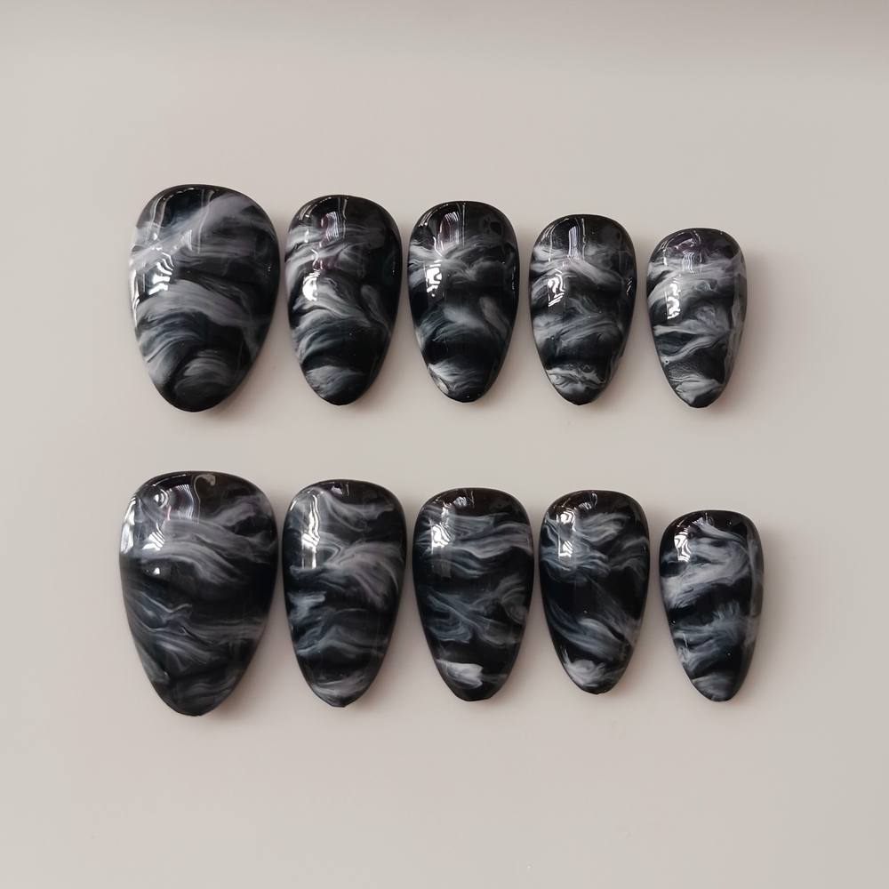 ✨️Black Handmade Press on Nail Art Set 10pcs